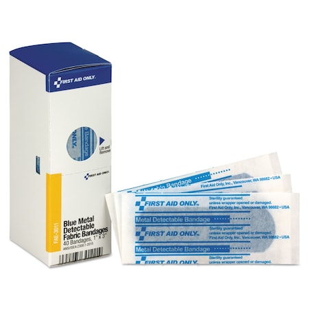 First Aid Only Refill for SmartCompliance Cabinet, Metal Detectable Bandage, 1x3, PK40 FAE-3011